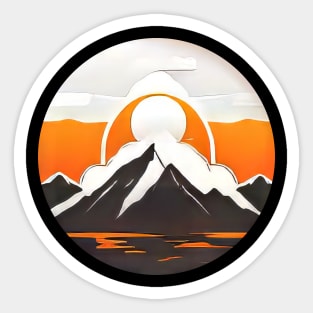 Minimalist Mountain and Sun Logo (997) Sticker